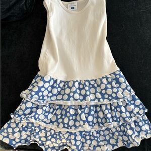 Toobydoo Classic White dress with polka dot skirt